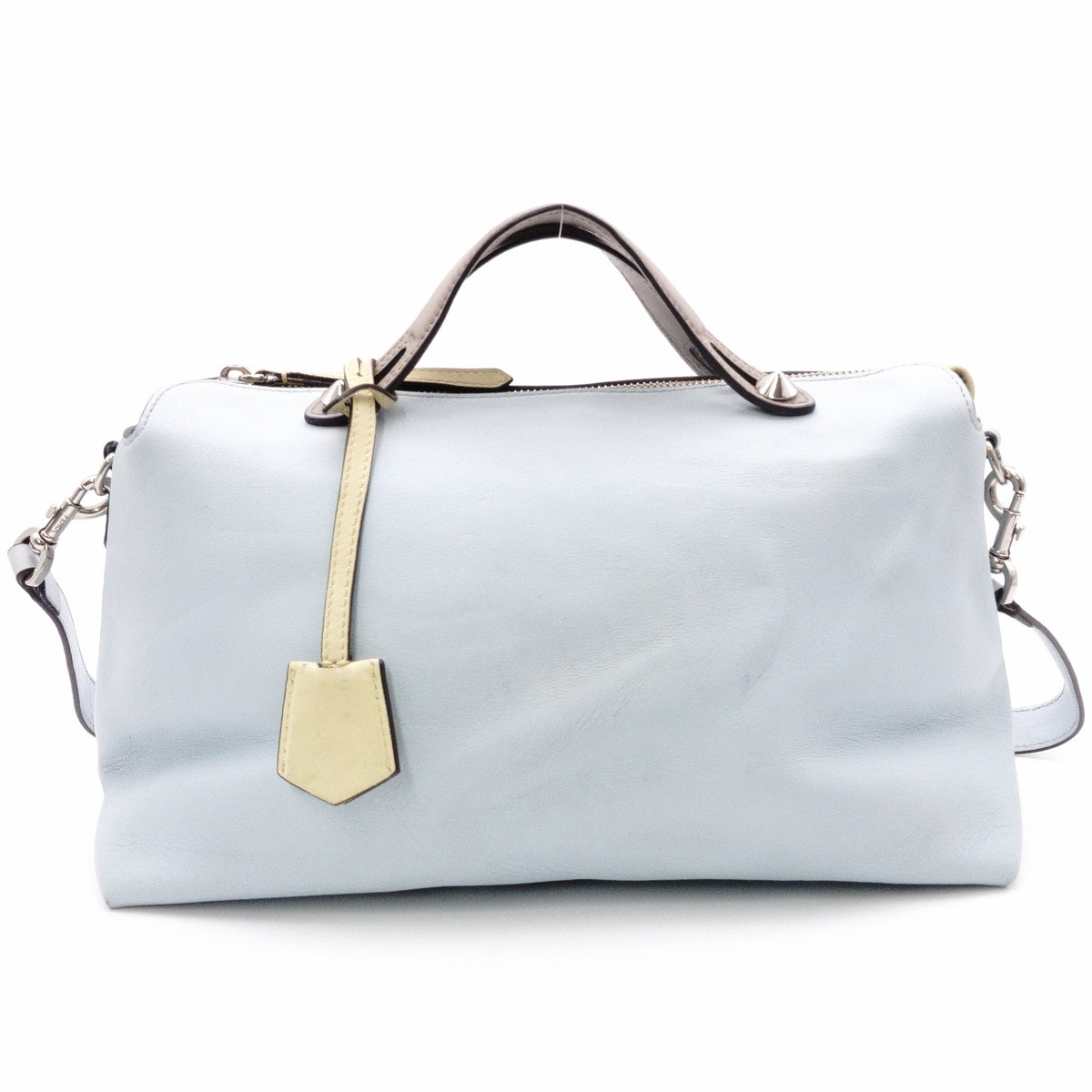 FENDI By the Way Handbag, Leather, Blue Tones, Women's, 2-Way, Yellow, Brown, Crossbody