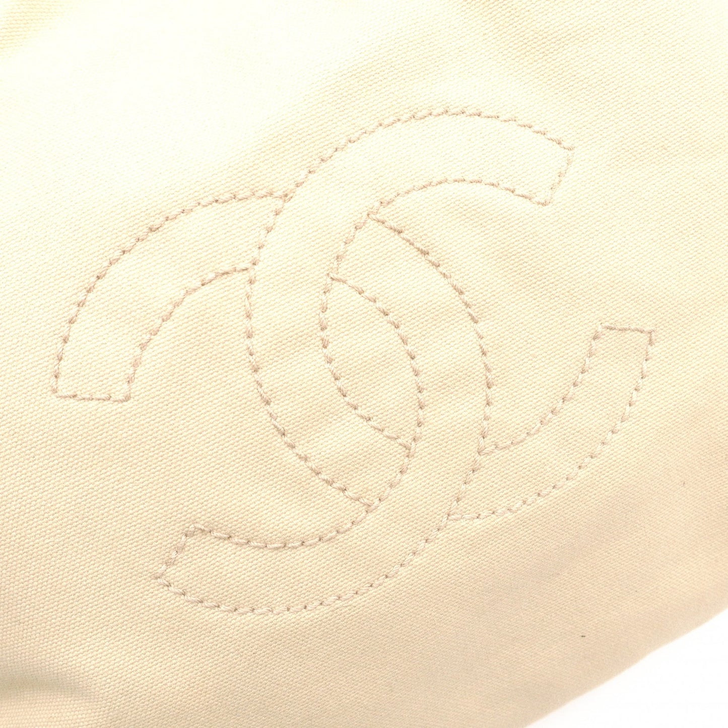 CHANEL Chain Tote Bag, Olsen Shoulder Bag, Canvas and Leather, Beige
