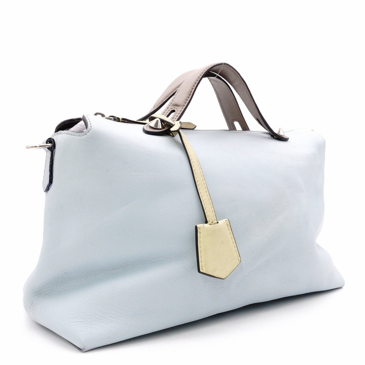 FENDI By the Way Handbag, Leather, Blue Tones, Women's, 2-Way, Yellow, Brown, Crossbody