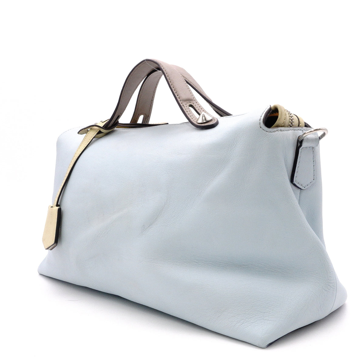 FENDI By the Way Handbag, Leather, Blue Tones, Women's, 2-Way, Yellow, Brown, Crossbody