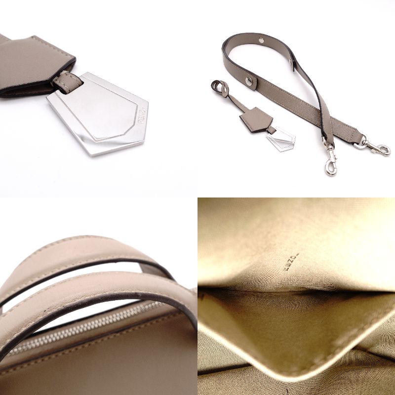 FENDI By the Way Handbag Leather Beige 2-Way