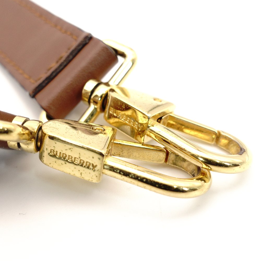 Burberry Small Monogram Stripe E Canvas Portrait Tote Bag PVC Leather Brown × Black 2-Way 7-10-542