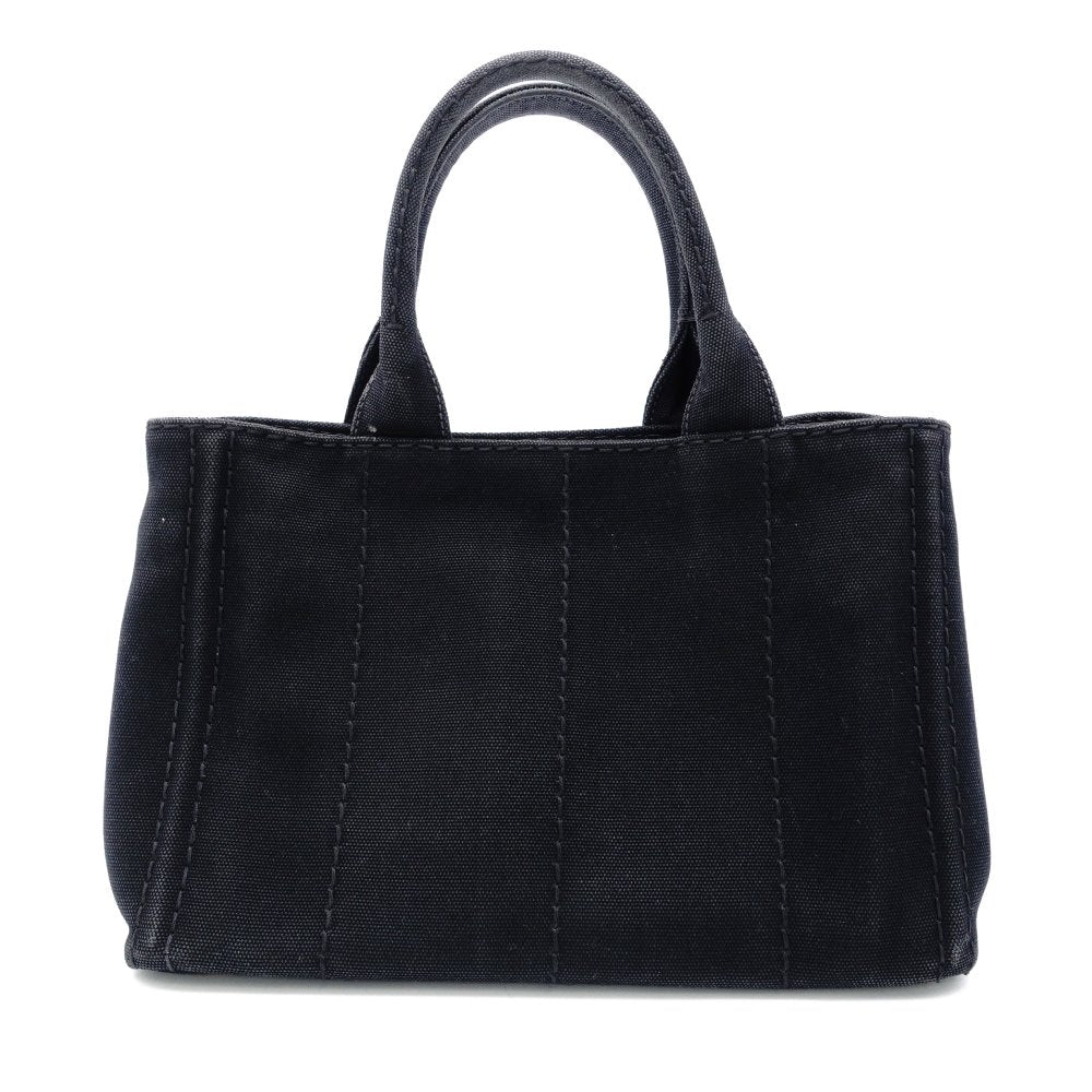 PRADA Canapa Handbag Canvas Black 2-Way
