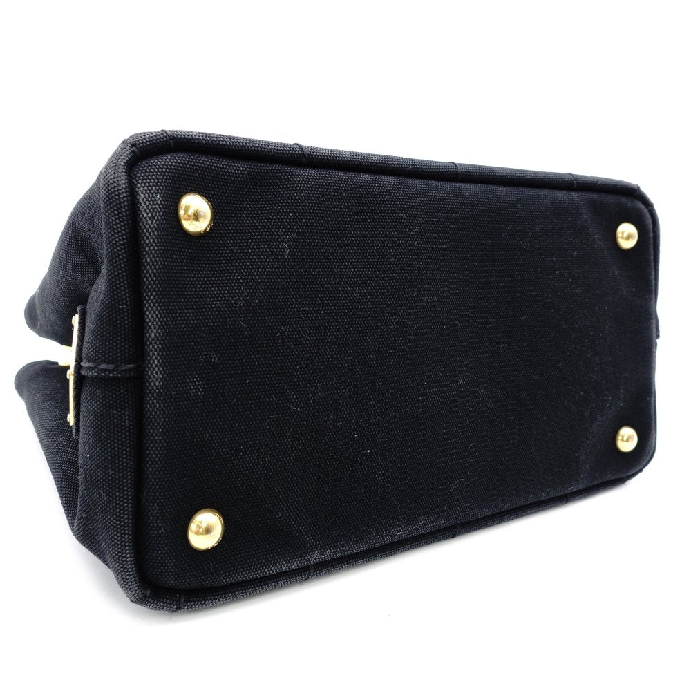 PRADA Canapa Handbag Canvas Black 2-Way
