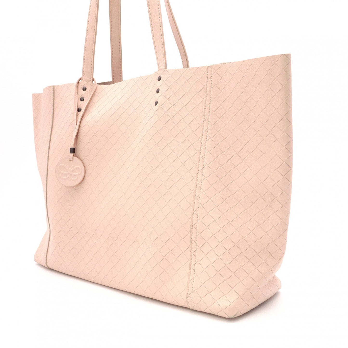 BOTTEGAVENETA Omilage Intrecciato Tote Bag, Leather, Pink Beige
