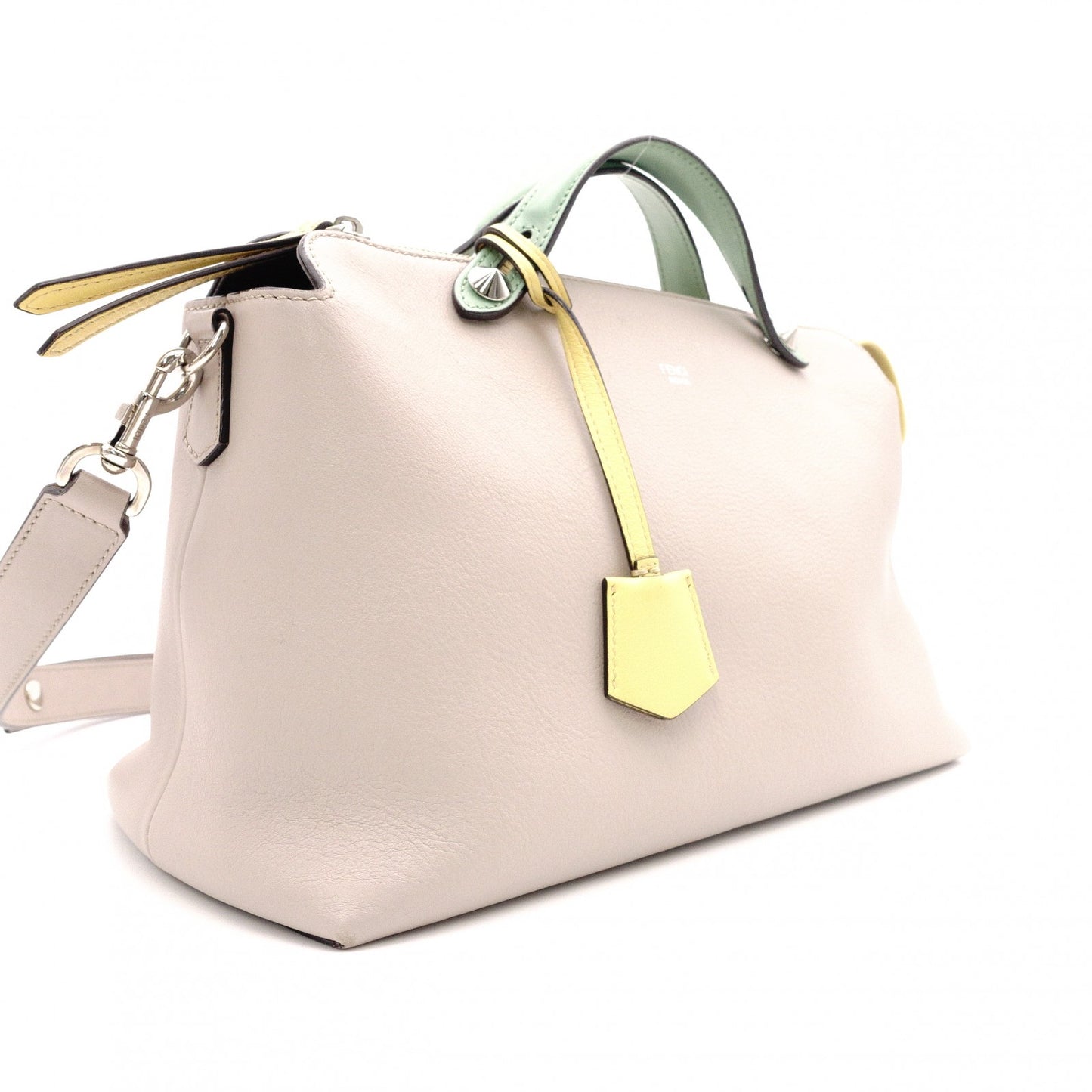 FENDI By the Way Handbag, Leather, Greige, 2-Way Shoulder Bag for Women, with Charm
