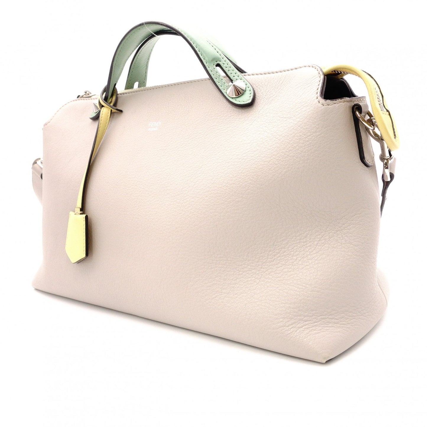 FENDI By the Way Handbag, Leather, Greige, 2-Way Shoulder Bag for Women, with Charm