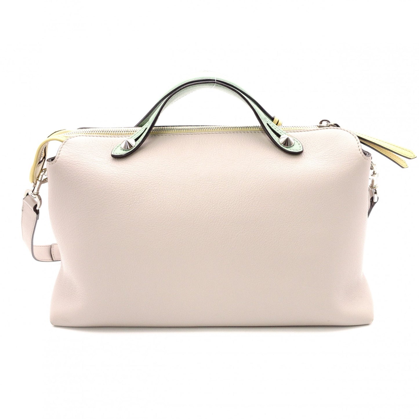 FENDI By the Way Handbag, Leather, Greige, 2-Way Shoulder Bag for Women, with Charm
