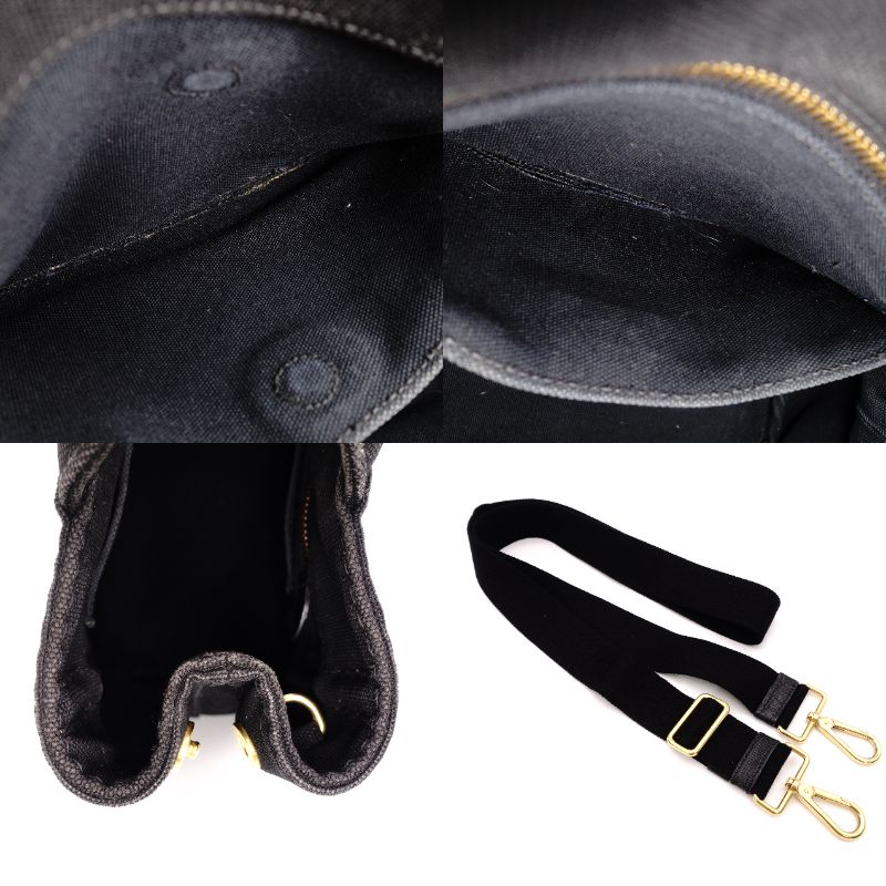 PRADA Canapa Handbag Canvas Black 2-Way