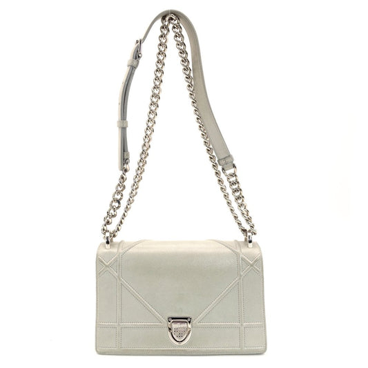 DIOR Diorama Chain Shoulder Bag Gray Suede Leather Crossbody Silver Hardware 7-10-544