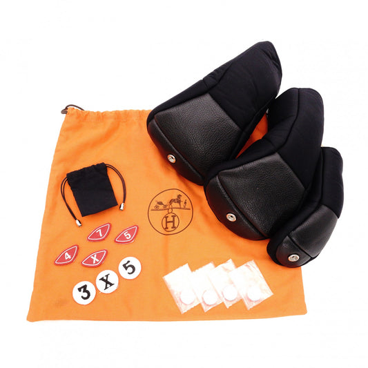 HERMES Golf Club Cover Set, Serie, Leather and Polyurethane, Black