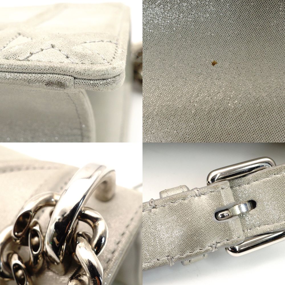 DIOR Diorama Chain Shoulder Bag Gray Suede Leather Crossbody Silver Hardware 7-10-544