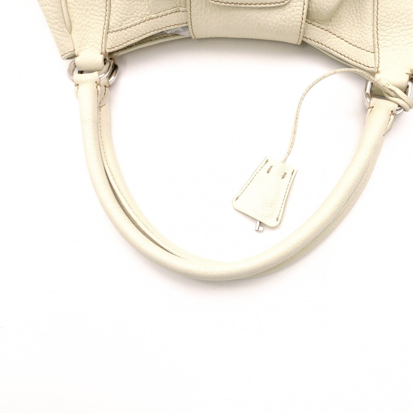 PRADA Vitello Daino Shoulder Bag / Handbag, Leather, White, Silver Hardware, Women's