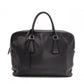 PRADA Leather Tote Bag, Black, Men's Business Bag, Briefcase, A4 Size, Silver Hardware