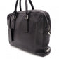 PRADA Leather Tote Bag, Black, Men's Business Bag, Briefcase, A4 Size, Silver Hardware