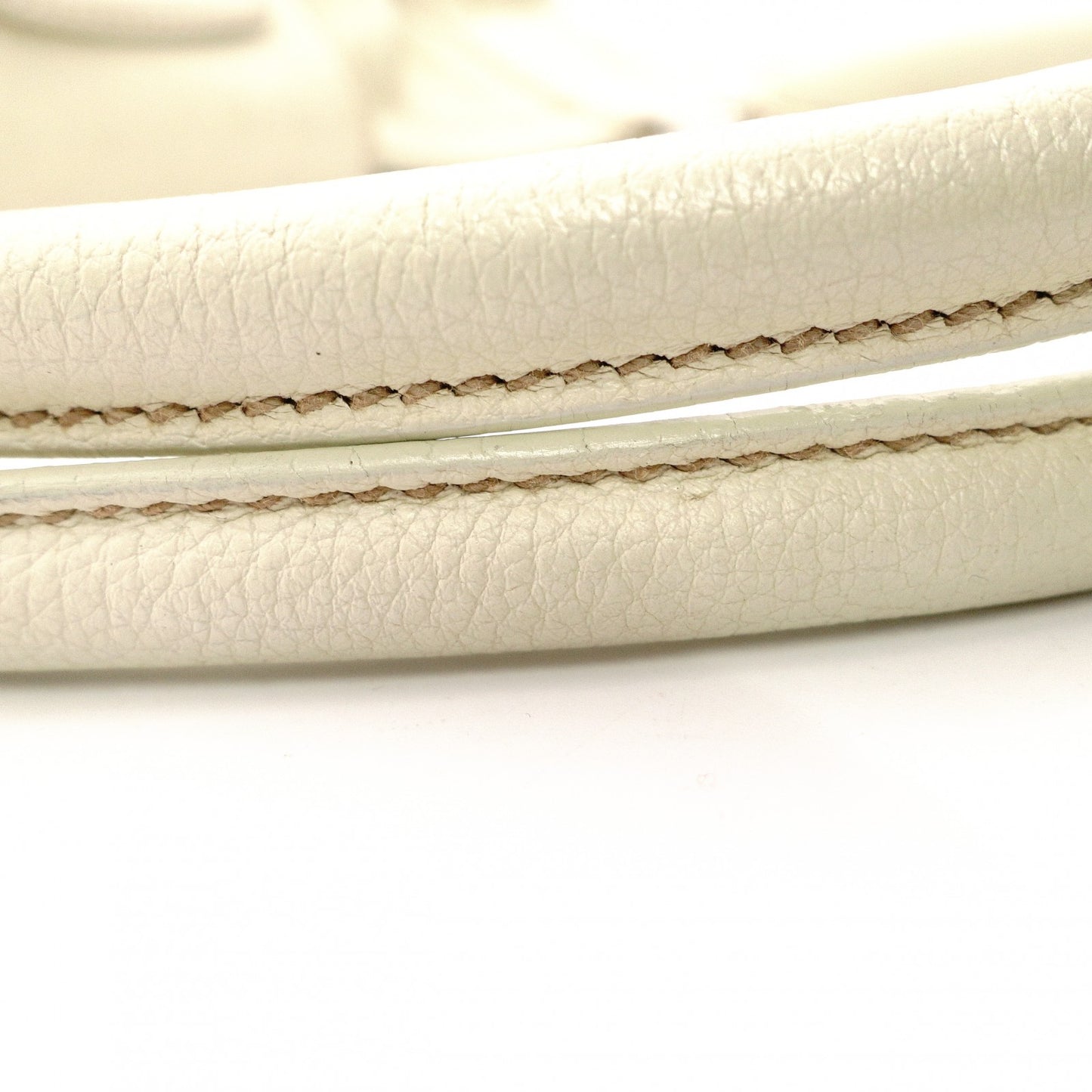 PRADA Vitello Daino Shoulder Bag / Handbag, Leather, White, Silver Hardware, Women's