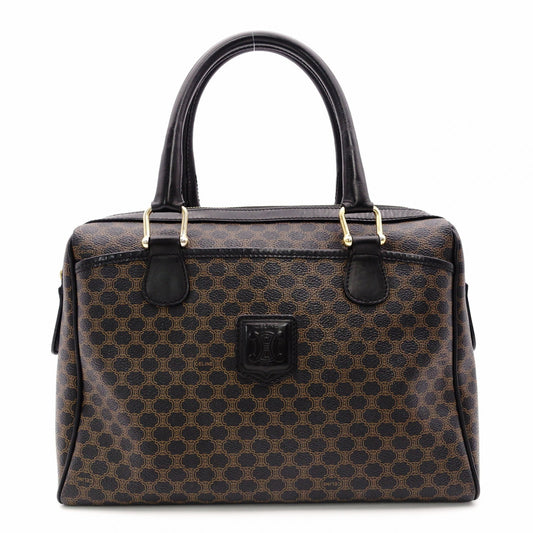 CELINE Macadam Handbag PVC Leather Black Brown