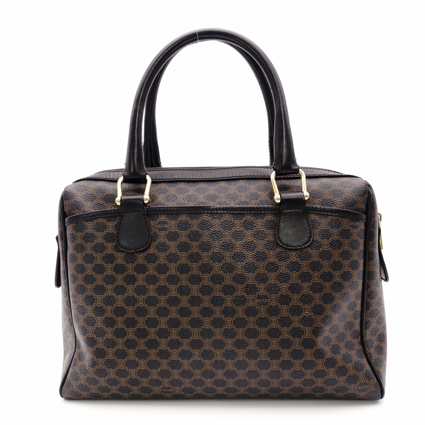 CELINE Macadam Handbag PVC Leather Black Brown