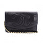 CHANEL Caviar Skin Chain Wallet Shoulder Bag, Leather, Black with Gold Hardware