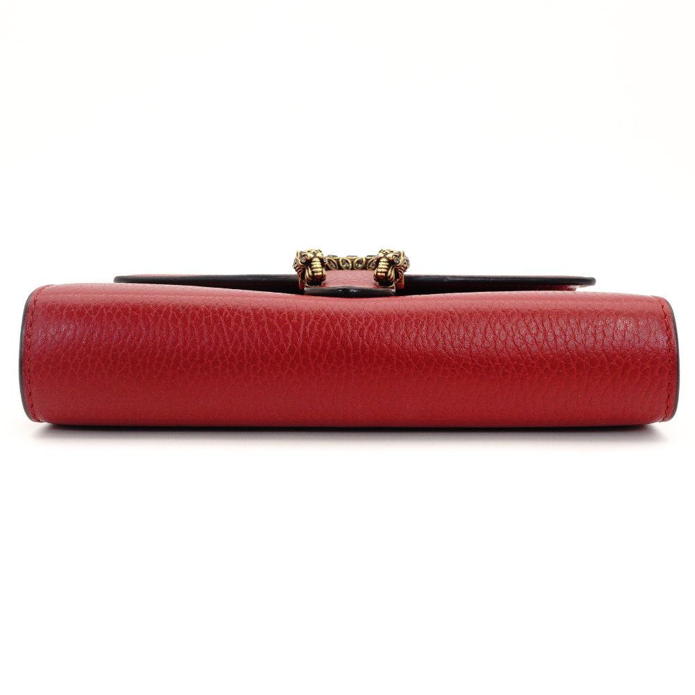 GUCCI Dionysus Leather Chain Shoulder Bag Red 401231 Red Crossbody Rhinestone 7-8-150