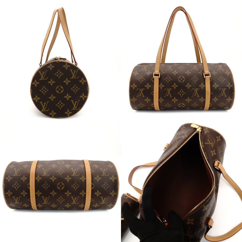 LOUIS VUITTON Papillon 30 Monogram Canvas Handbag PVC Leather Brown Shoulder 7-8-328