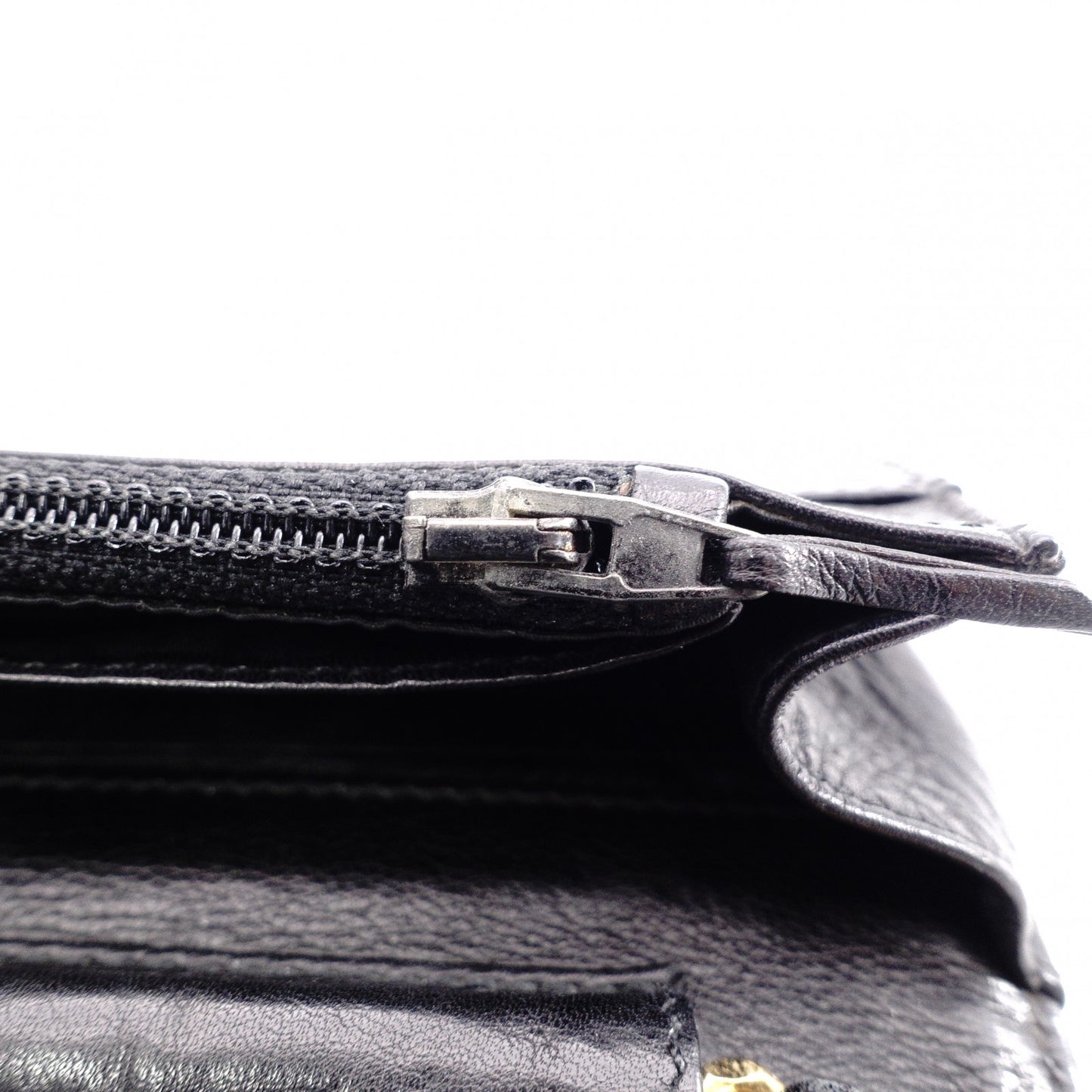 CHANEL Caviar Skin Chain Wallet Shoulder Bag, Leather, Black with Gold Hardware