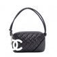 CHANEL Lambskin Cambon Line Shoulder Bag, Leather, Black with Silver Hardware
