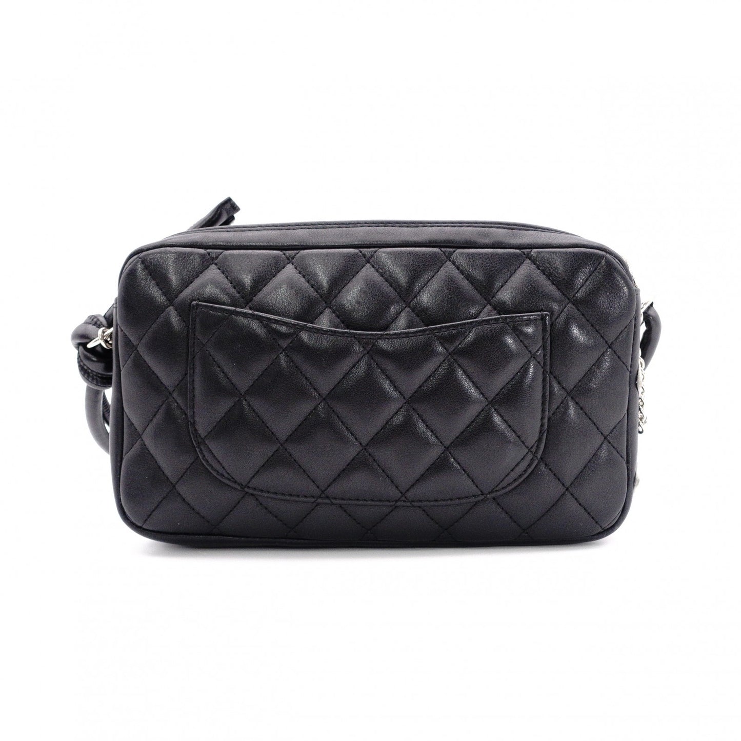 CHANEL Lambskin Cambon Line Shoulder Bag, Leather, Black with Silver Hardware