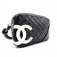 CHANEL Lambskin Cambon Line Shoulder Bag, Leather, Black with Silver Hardware
