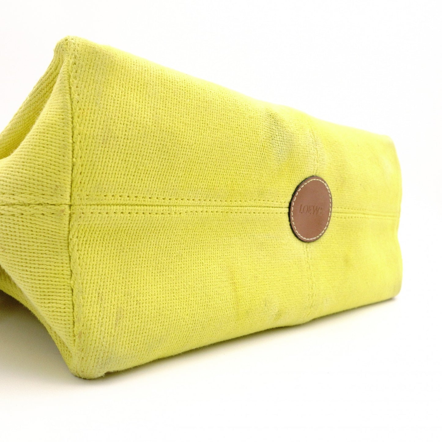 LOEWE Cushion Tote Small Tote Bag, Canvas/Leather, Yellow/Brown, Women's
