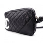 CHANEL Lambskin Cambon Line Shoulder Bag, Leather, Black with Silver Hardware