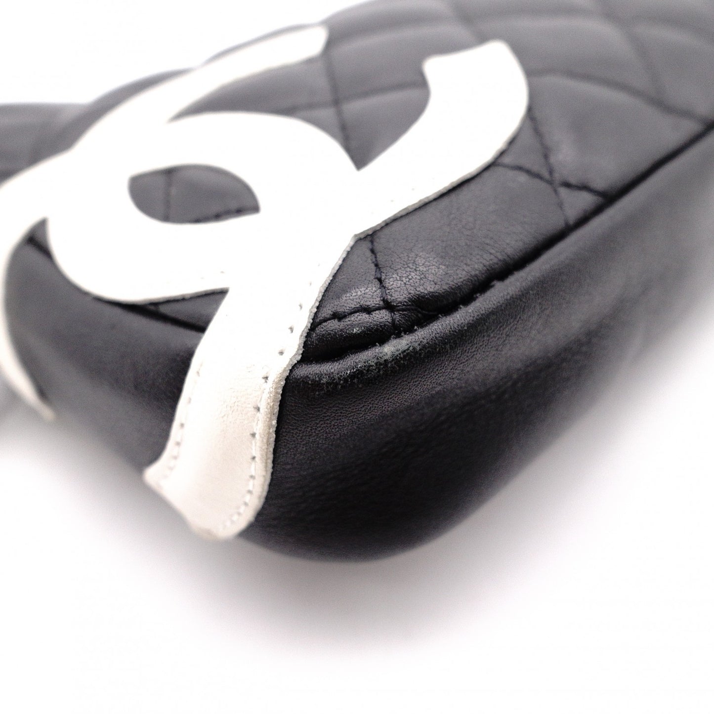 CHANEL Lambskin Cambon Line Shoulder Bag, Leather, Black with Silver Hardware