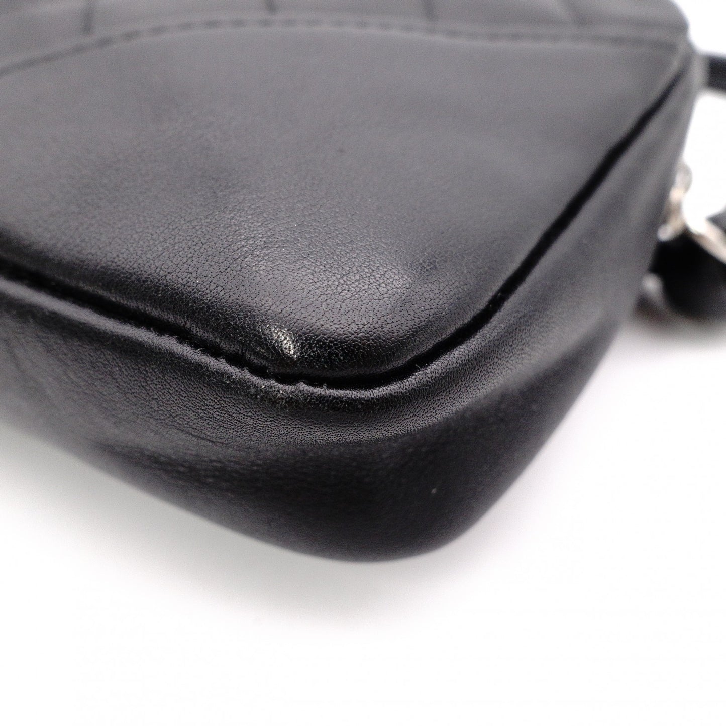 CHANEL Lambskin Cambon Line Shoulder Bag, Leather, Black with Silver Hardware