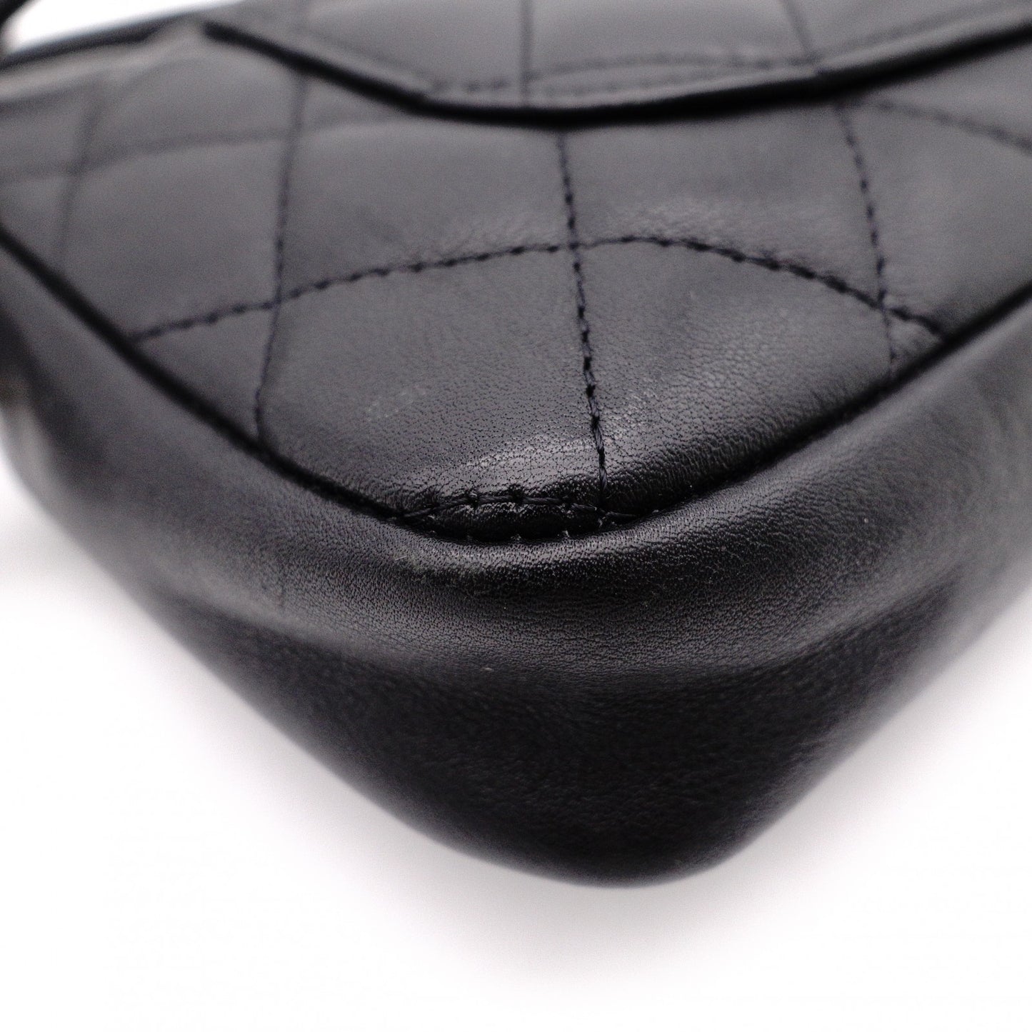 CHANEL Lambskin Cambon Line Shoulder Bag, Leather, Black with Silver Hardware