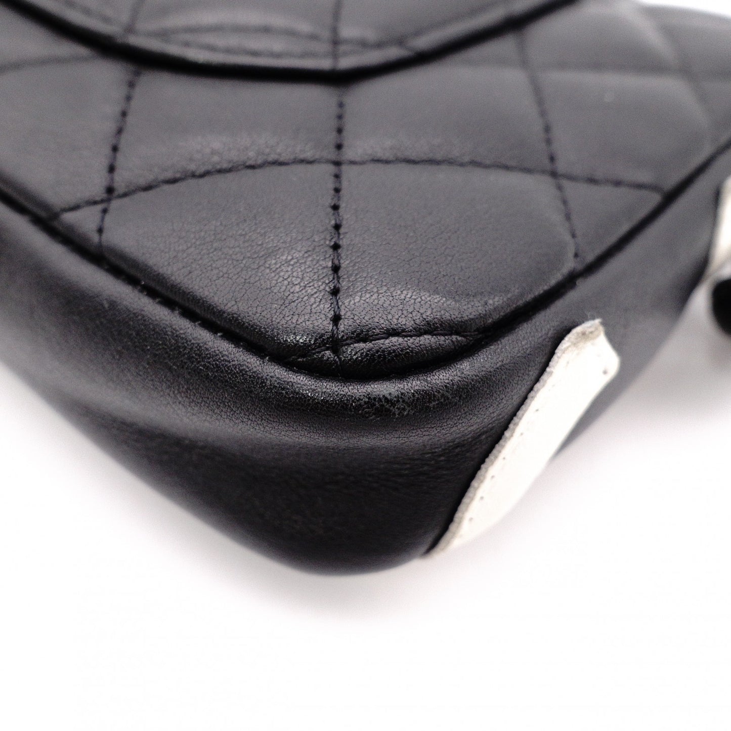 CHANEL Lambskin Cambon Line Shoulder Bag, Leather, Black with Silver Hardware