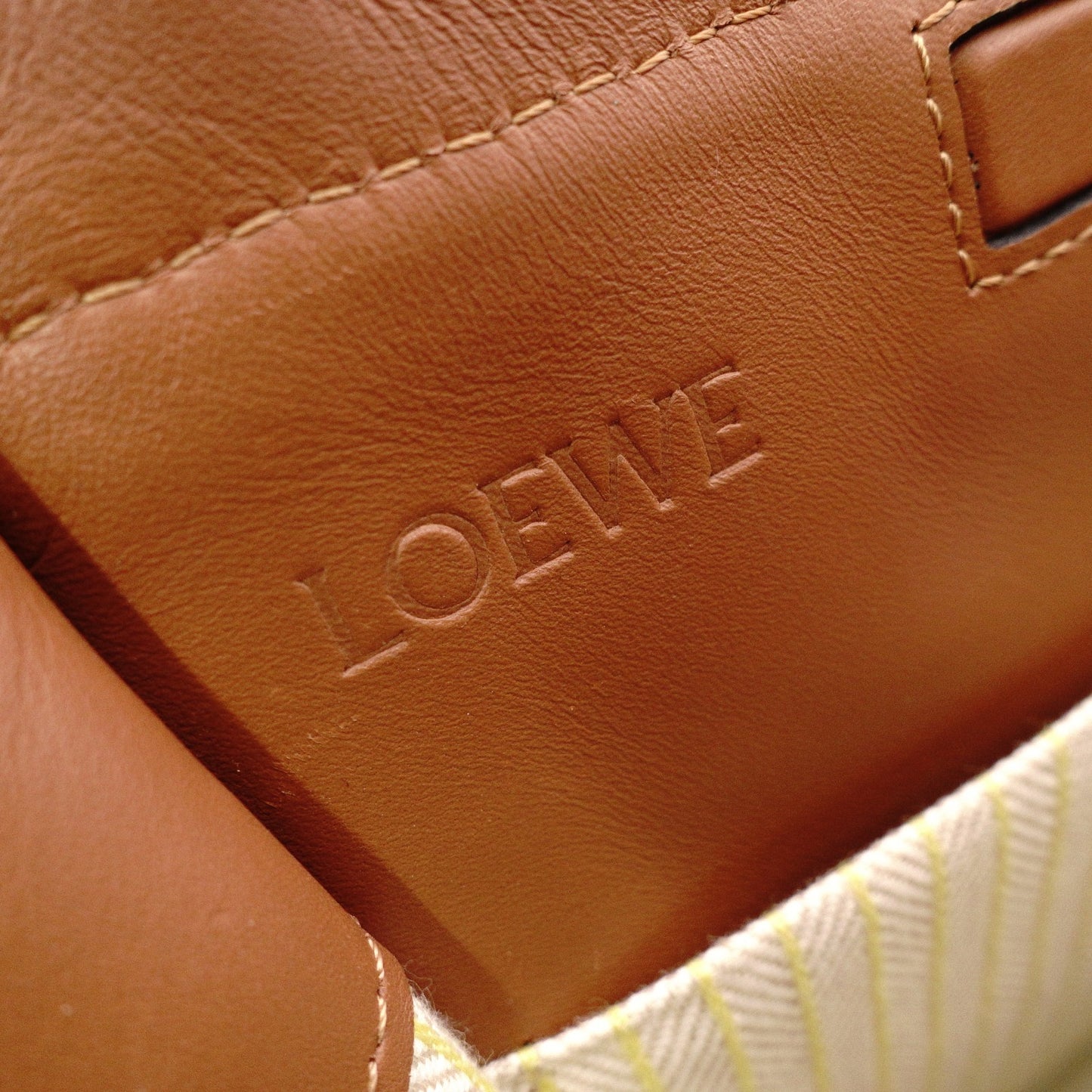 LOEWE Cushion Tote Small Tote Bag, Canvas/Leather, Yellow/Brown, Women's