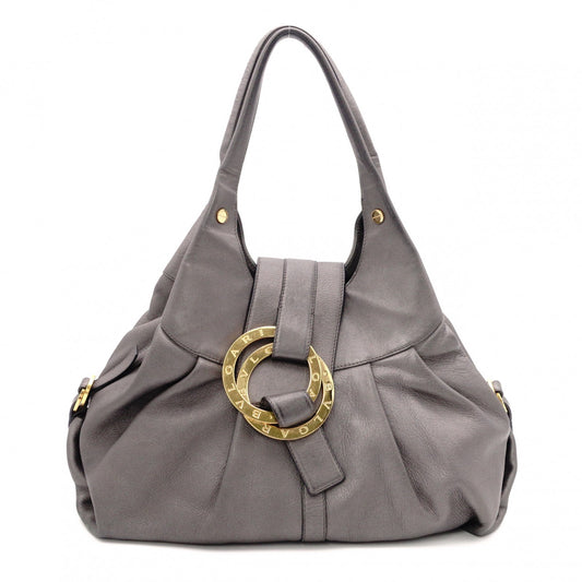 BVLGARI Chandra Tote Bag, Leather Shoulder Bag with Gold Hardware