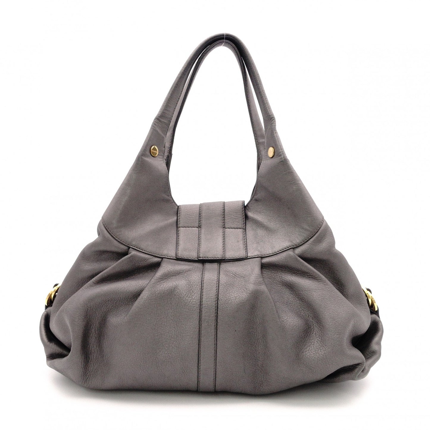 BVLGARI Chandra Tote Bag, Leather Shoulder Bag with Gold Hardware