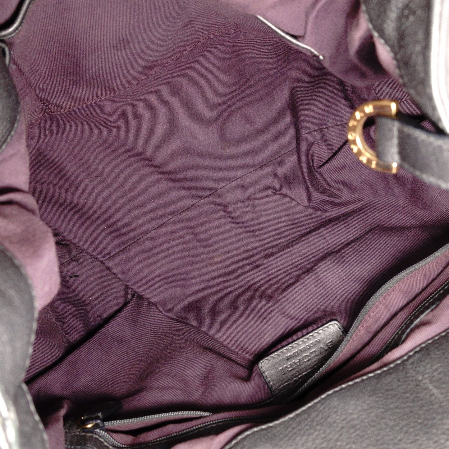 BVLGARI Chandra Tote Bag, Leather Shoulder Bag with Gold Hardware