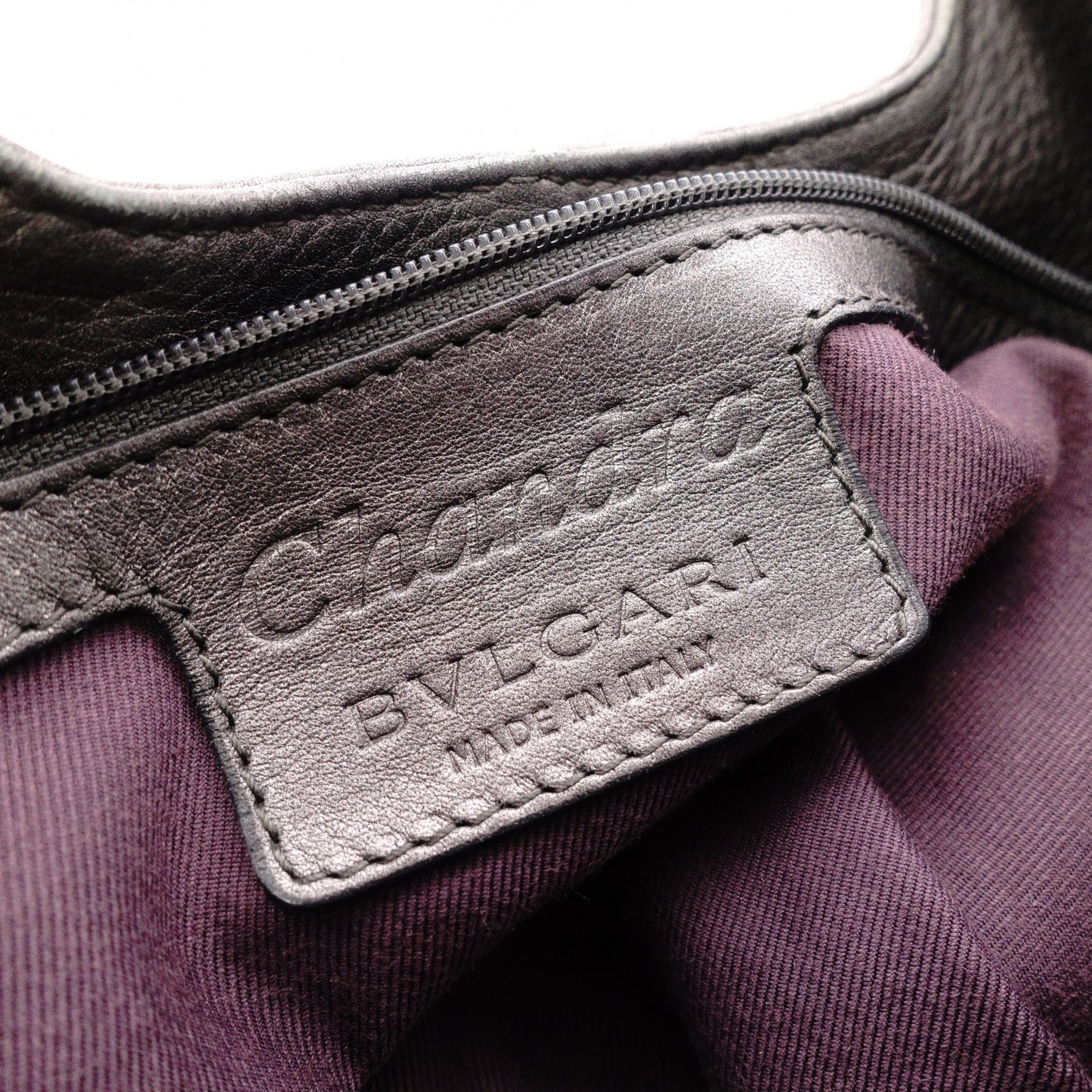 BVLGARI Chandra Tote Bag, Leather Shoulder Bag with Gold Hardware