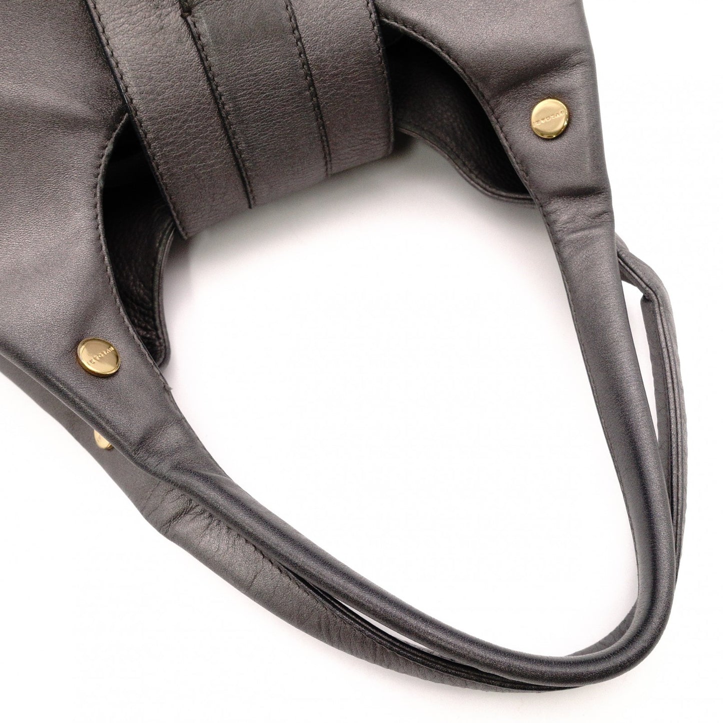 BVLGARI Chandra Tote Bag, Leather Shoulder Bag with Gold Hardware