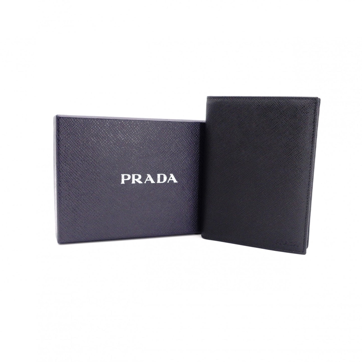 Unused, with box: PRADA Saffiano Leather Passport Case, Black, Men's