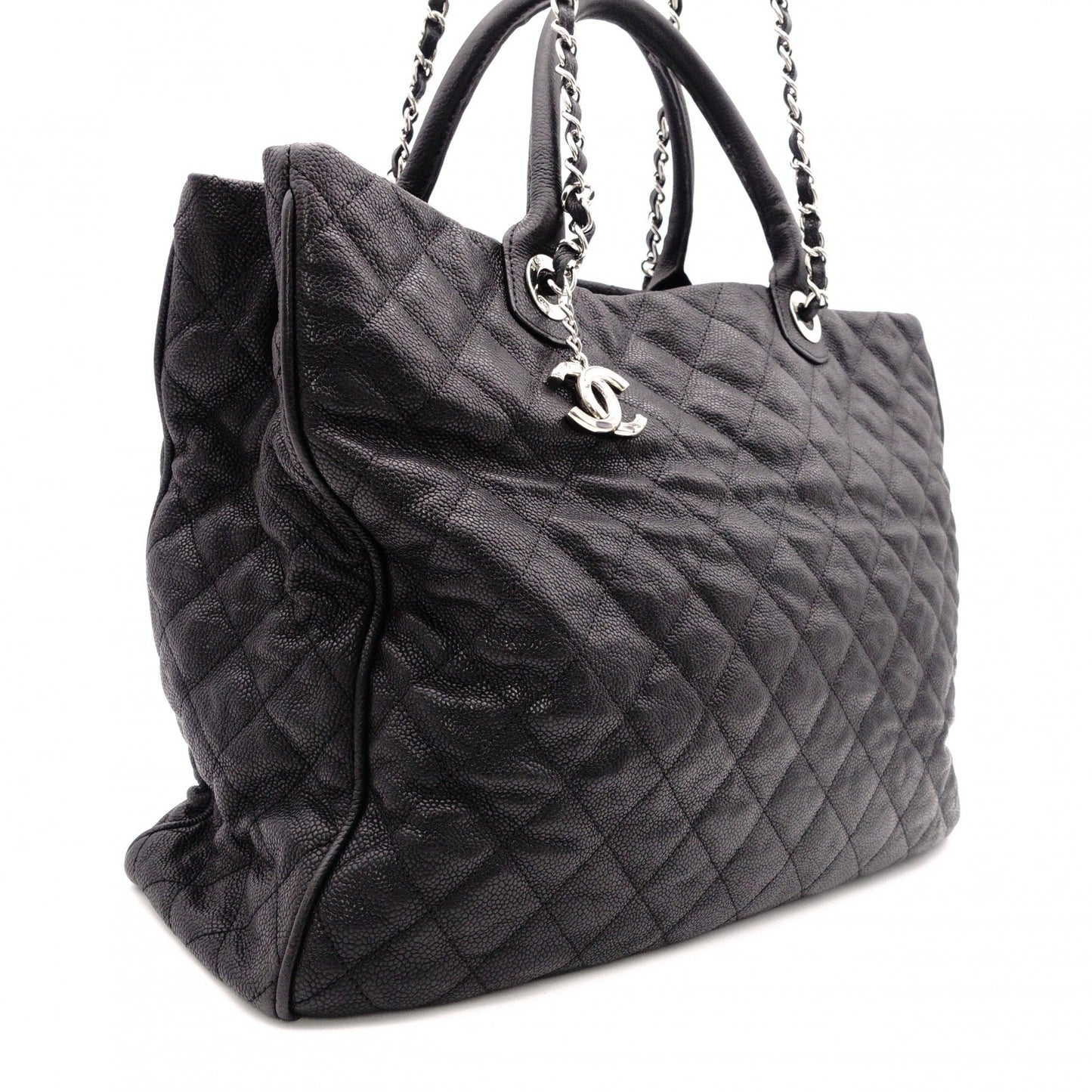 CHANEL Caviar Skin Chain Tote Bag Urban Companion 2-Way Shoulder Bag Leather Black Women's