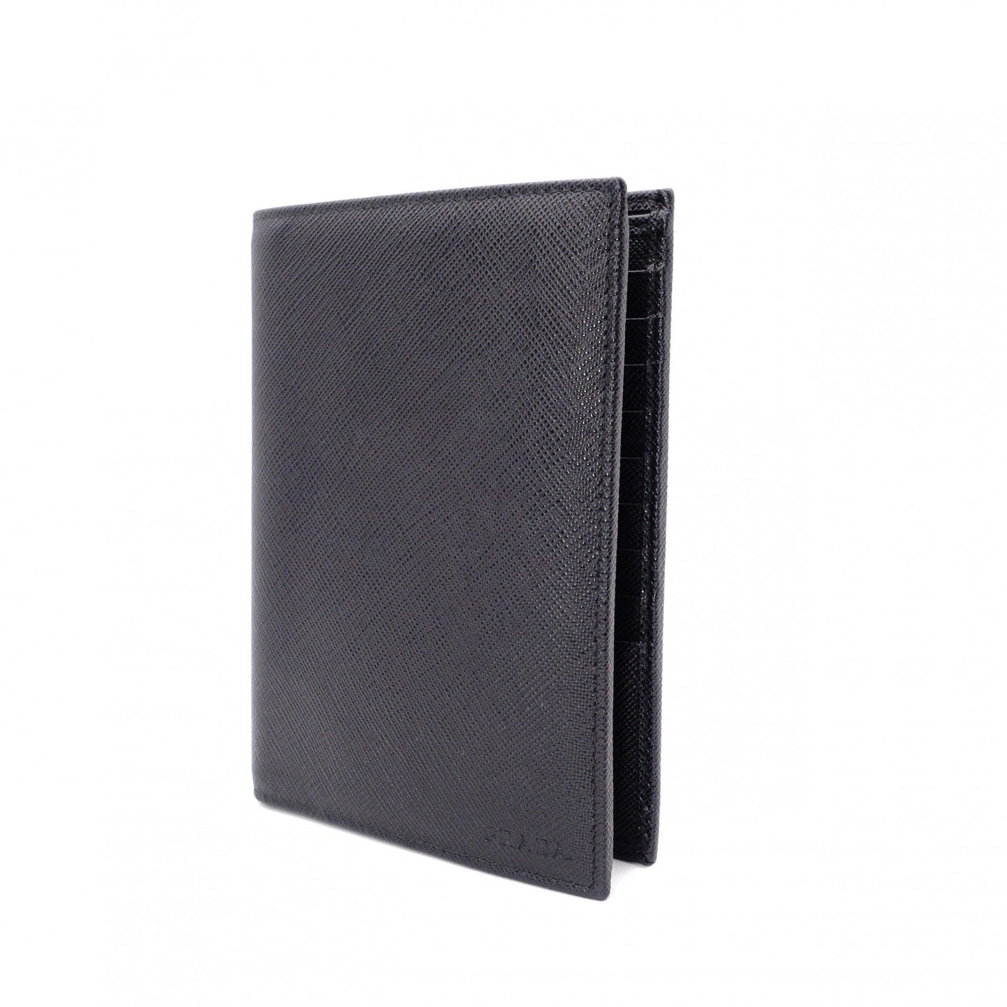 Unused, with box: PRADA Saffiano Leather Passport Case, Black, Men's