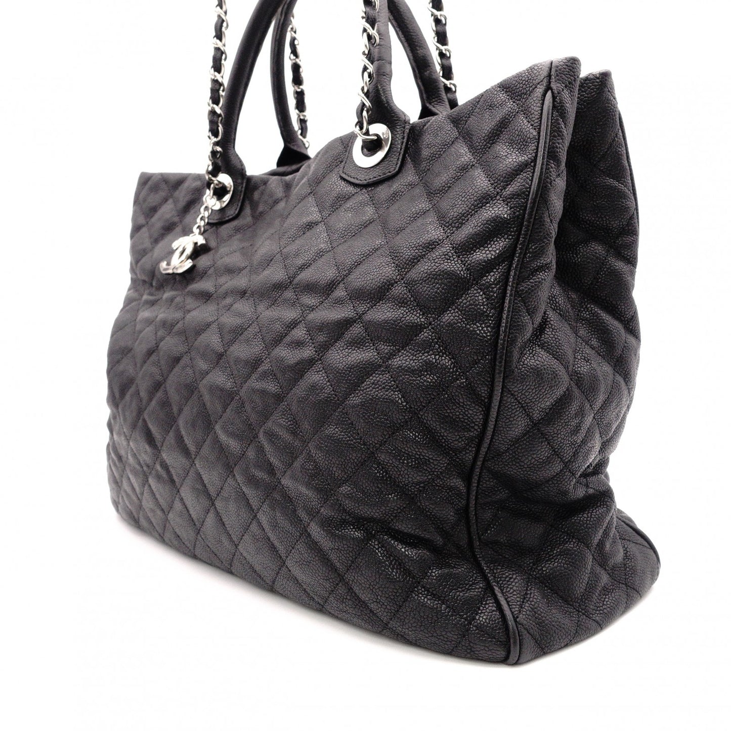 CHANEL Caviar Skin Chain Tote Bag Urban Companion 2-Way Shoulder Bag Leather Black Women's