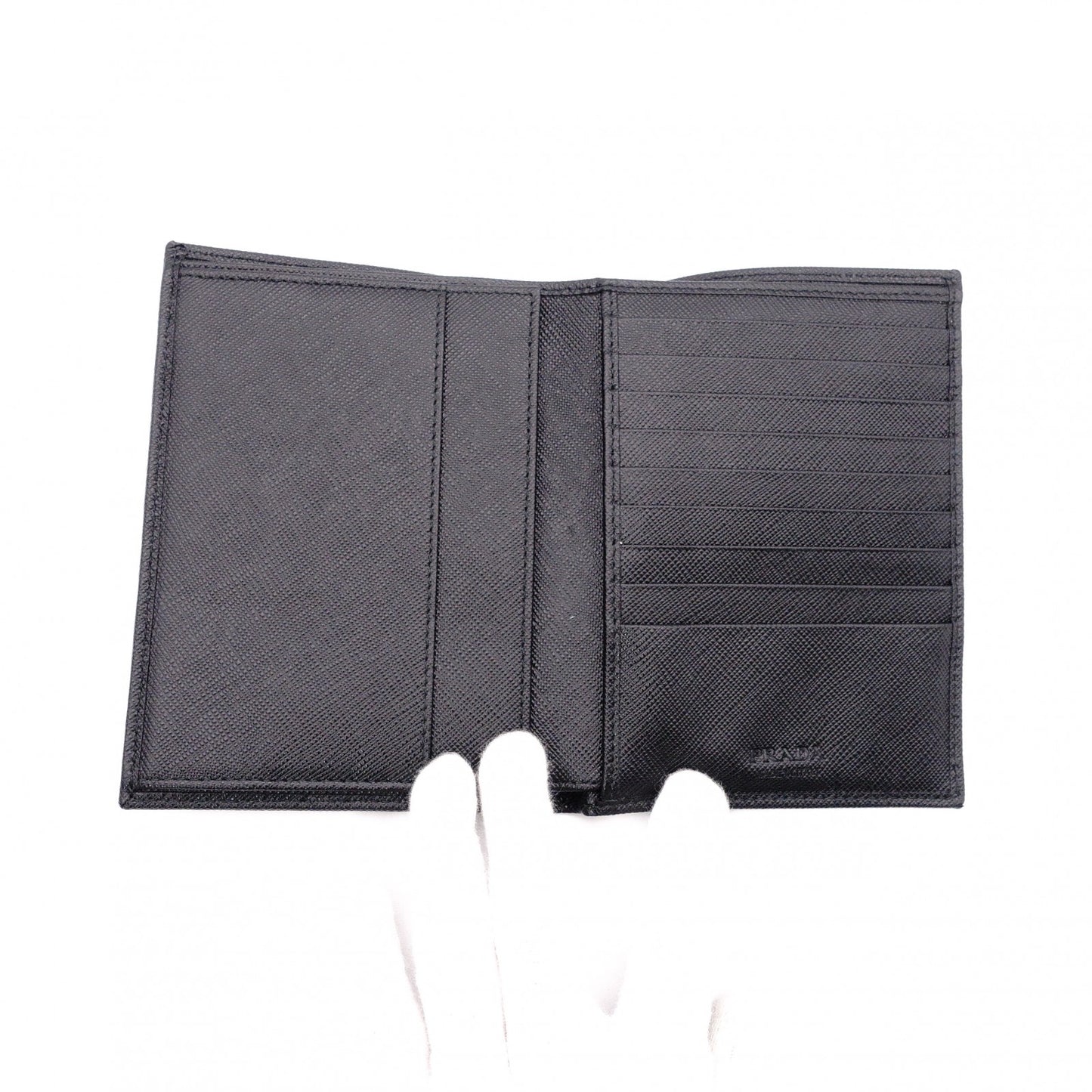 Unused, with box: PRADA Saffiano Leather Passport Case, Black, Men's