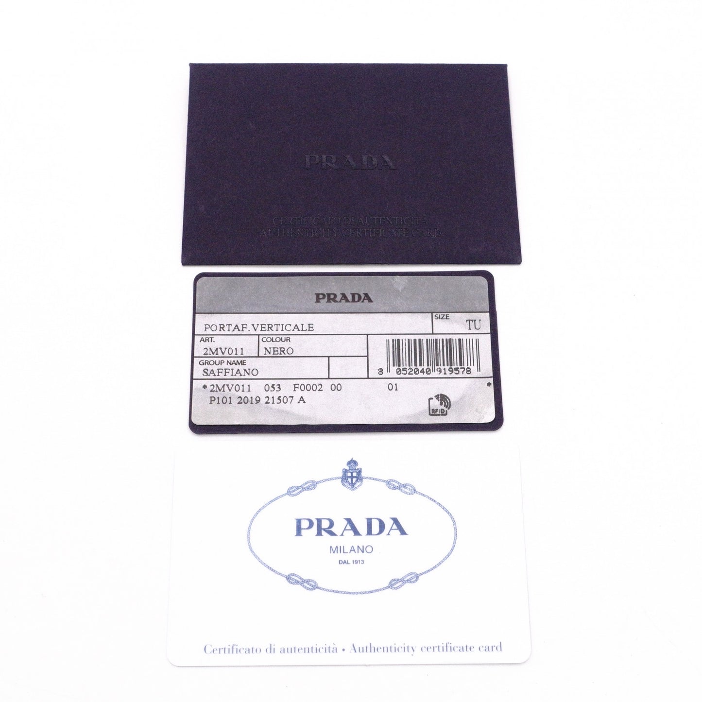 Unused, with box: PRADA Saffiano Leather Passport Case, Black, Men's