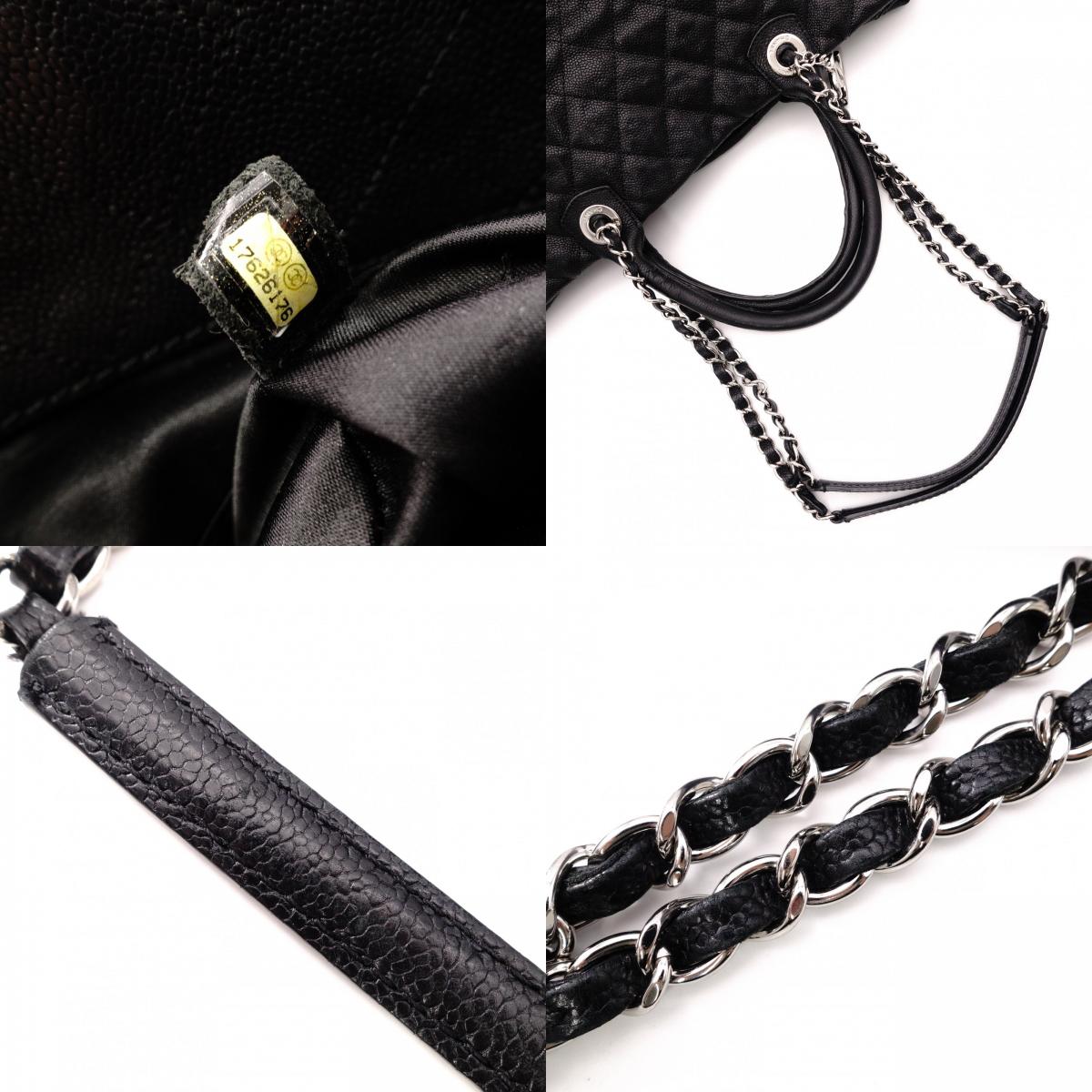 CHANEL Caviar Skin Chain Tote Bag Urban Companion 2-Way Shoulder Bag Leather Black Women's