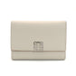 LOEWE Anagram Small Vertical Fold Wallet Compact Wallet Mini Wallet Beige Leather 7-10-430