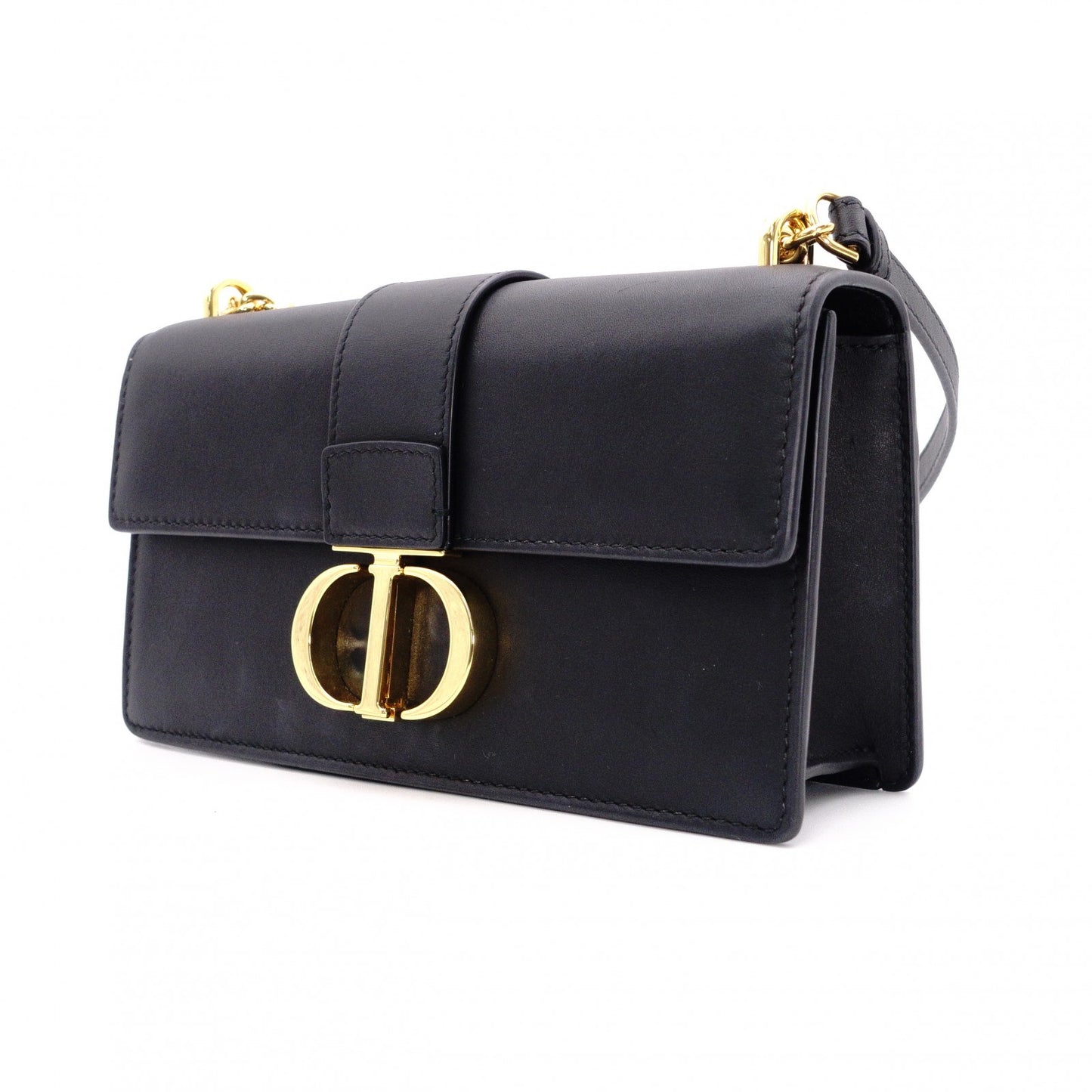 Christian Dior Chain Bag 30 Montaigne East-West Shoulder Bag / Leather, Black